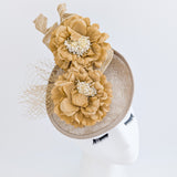 Caramel beige flower fascinator disc saucer hat Caramel beige flower fascinator disc saucer hat