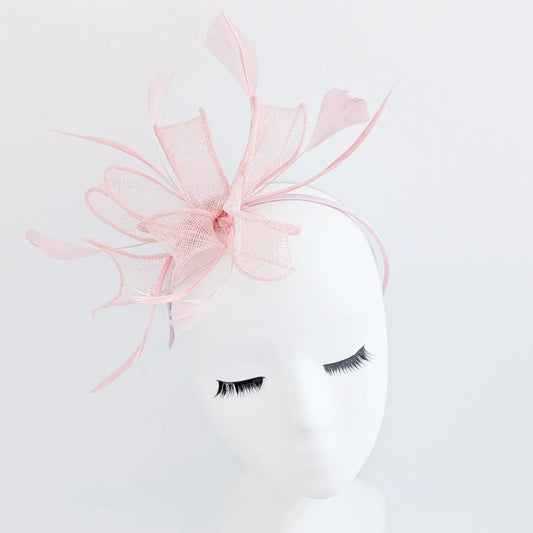 Light pink feather fascinator hat House of Hats