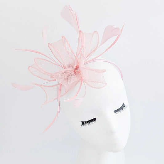 Light pink feather fascinator hat House of Hats