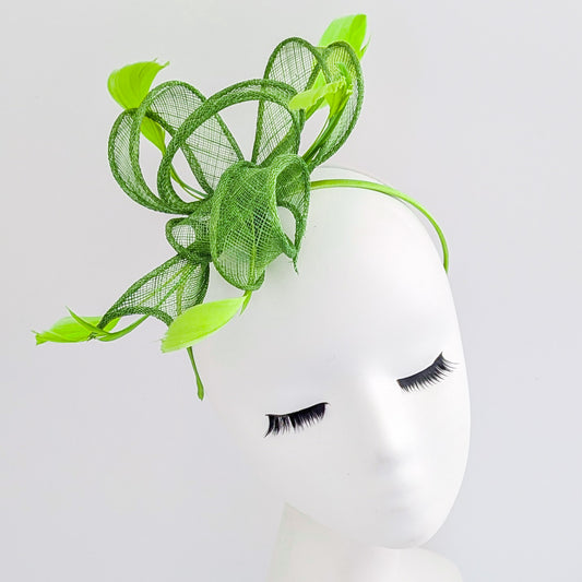 Green feather fascinator hat