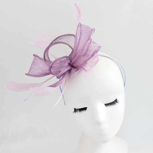Lilac light purple feather fascinator hat