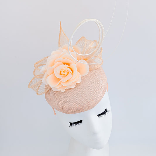 Light peach flower fascinator hat