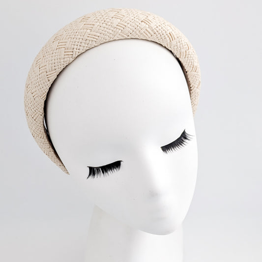 Raffia straw padded headband fascinator