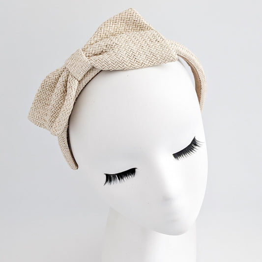 Raffia straw bow headband fascinator