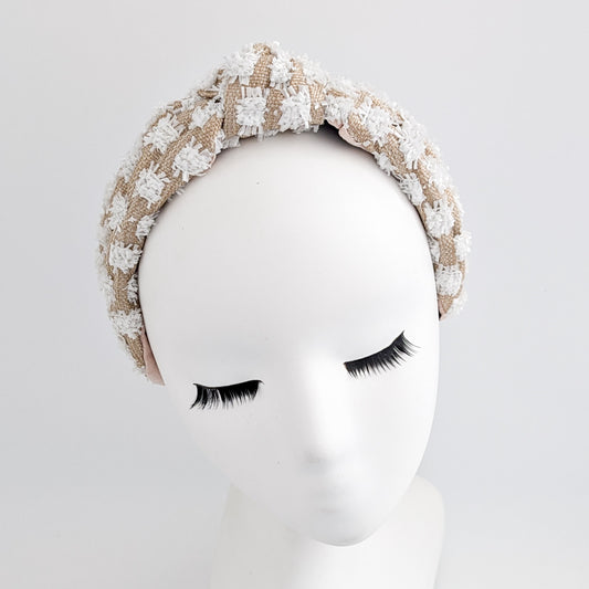 Raffia straw knot headband fascinator