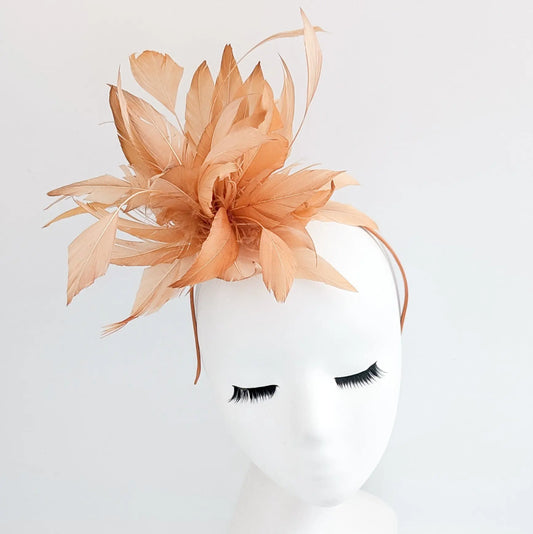 Light orange ombre feather fascinator hat House of Hats