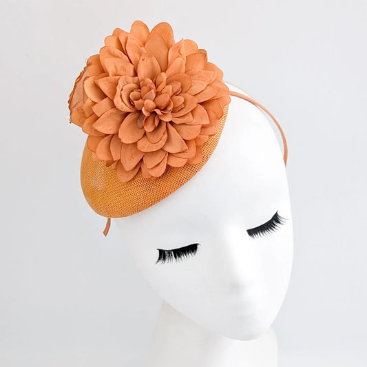 Light orange flower fascinator hat House of Hats
