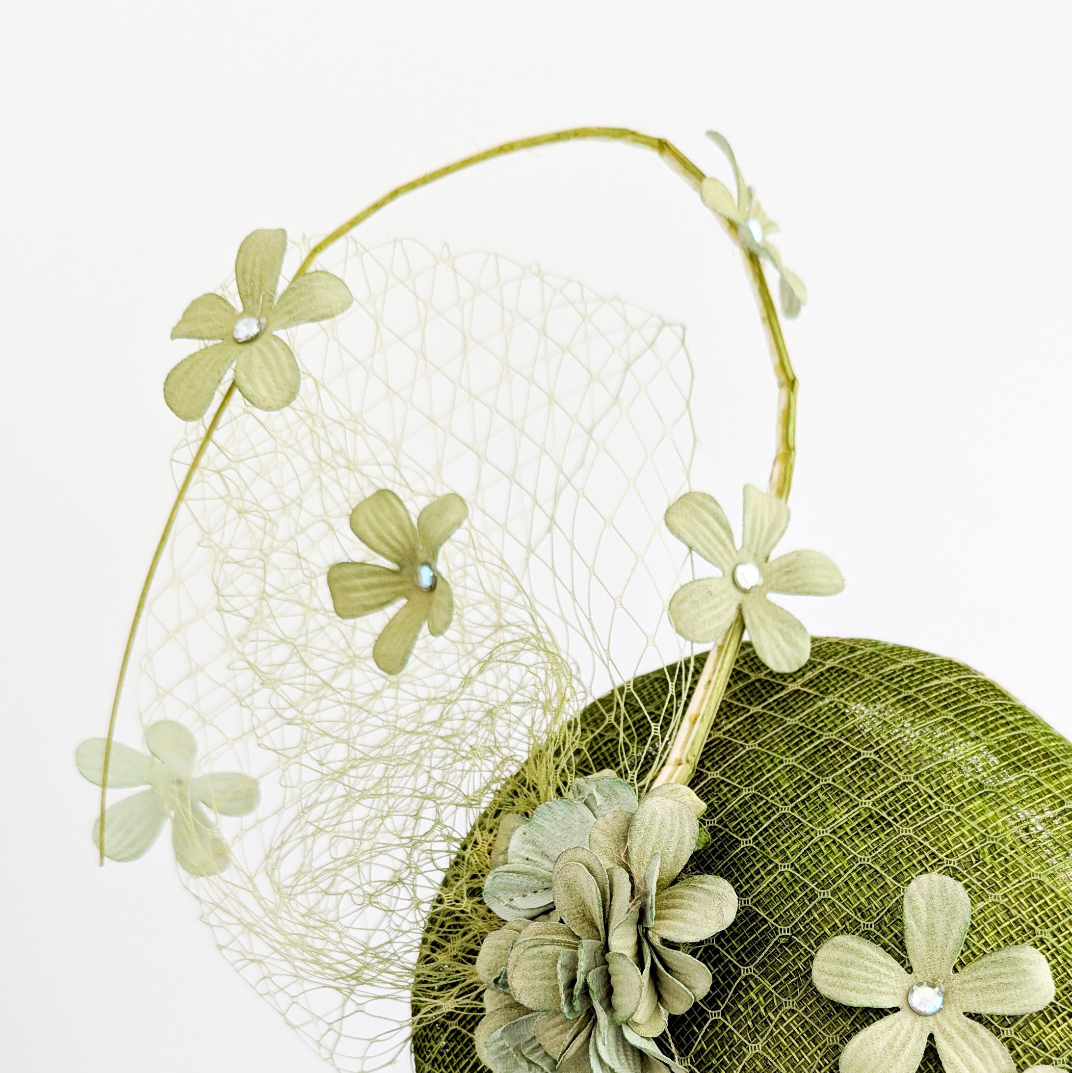 Olive green flower fascinator hat Olive green flower fascinator hat