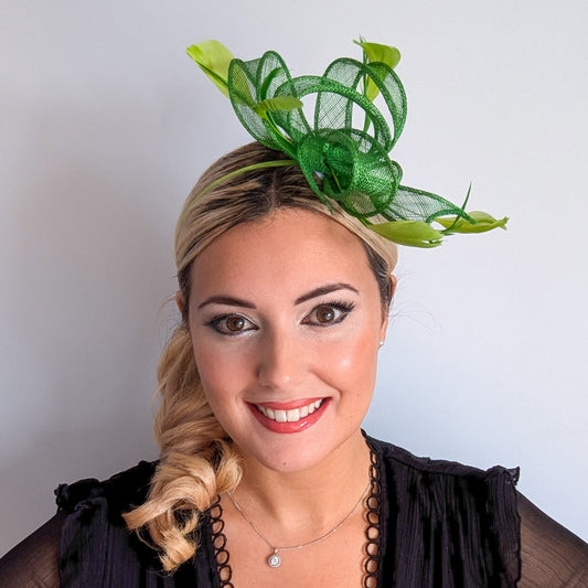 Green feather fascinator hat
