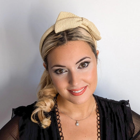 Raffia straw bow headband fascinator House of Hats