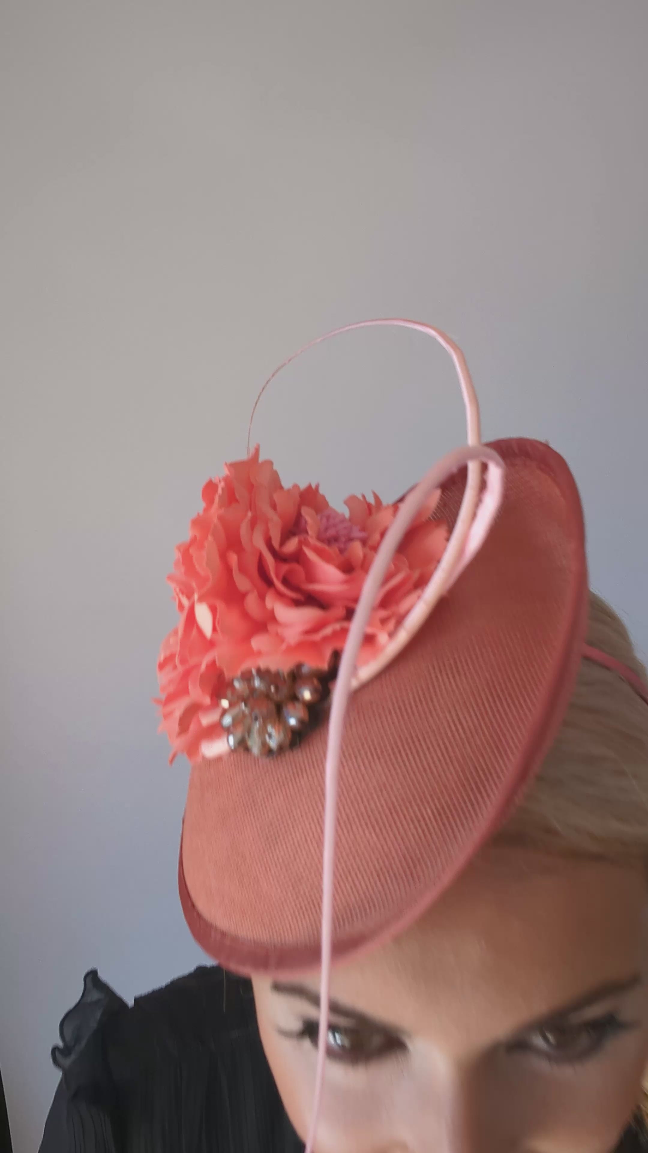 Terracotta dusty pink flower disc saucer fascinator hat Terracotta dusty pink flower disc saucer fascinator hat