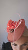 Terracotta dusty pink flower disc saucer fascinator hat
