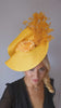 Yellow large woven straw flower feather fascinator hat Yellow large woven straw flower feather fascinator hat