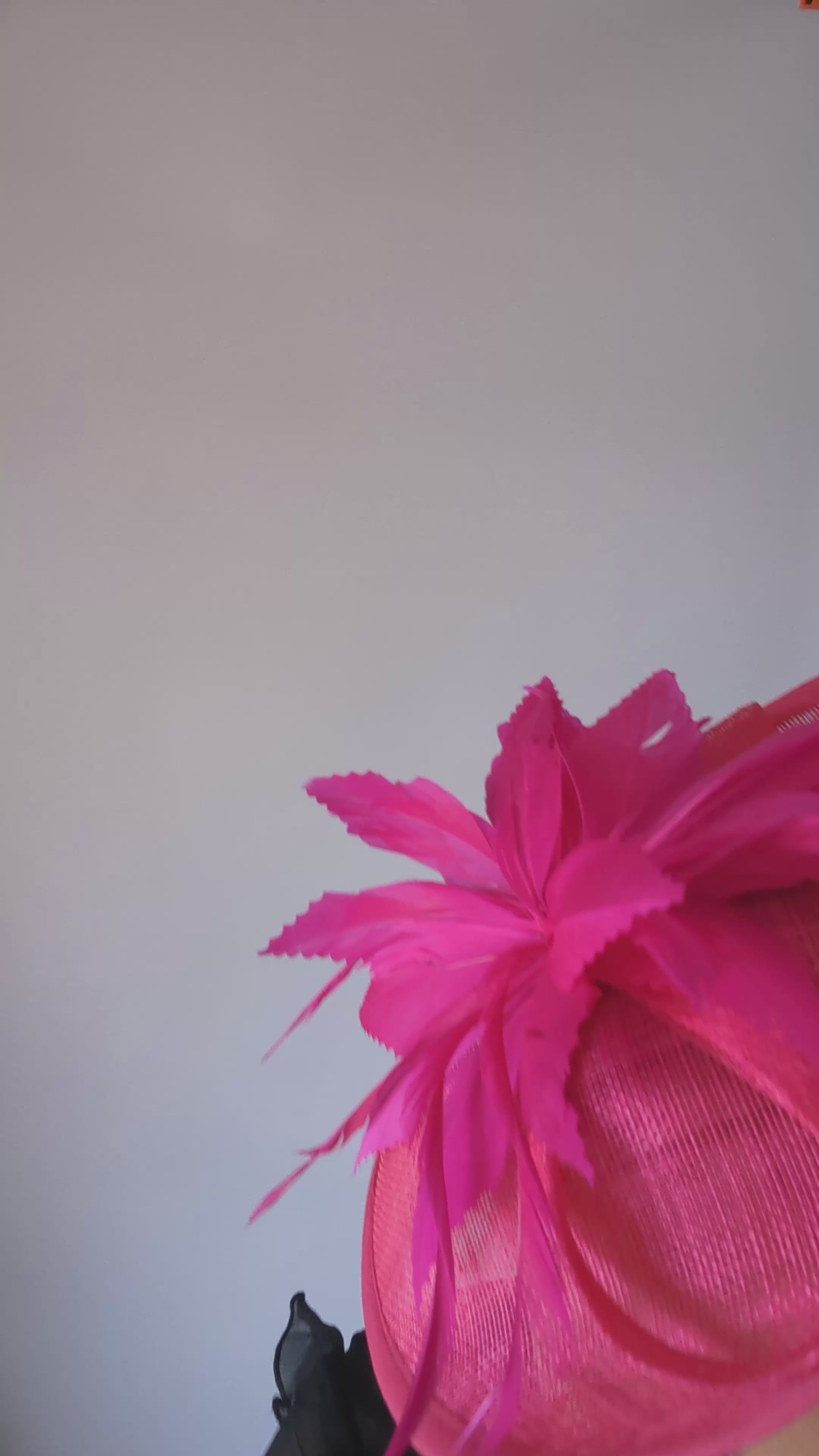 Cappello fascinator con disco di piume rosa fucsia Cappello fascinator con disco di piume rosa fucsia
