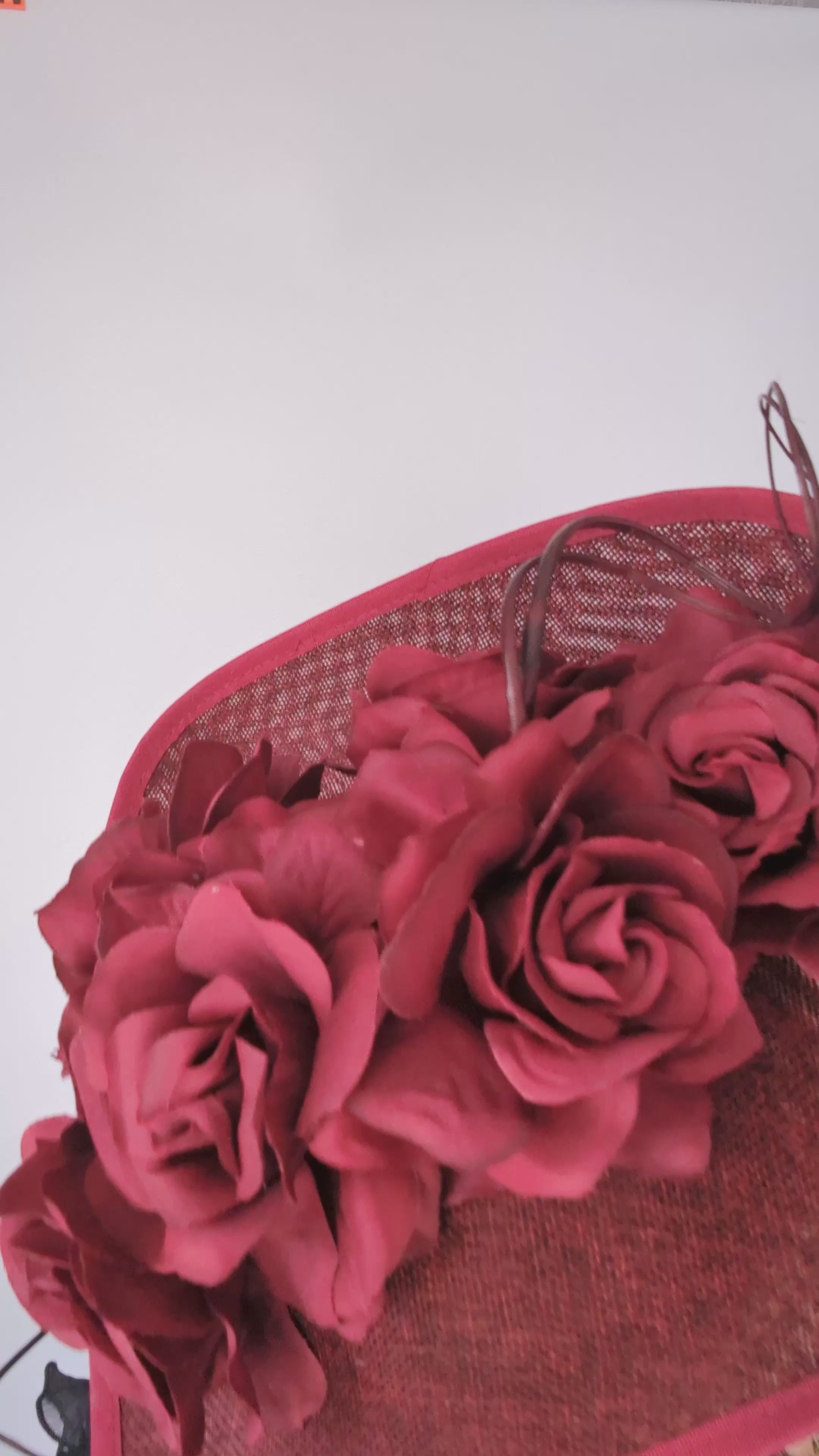 Burgundy large teardrop rose flower fascinator hat Burgundy large teardrop rose flower fascinator hat