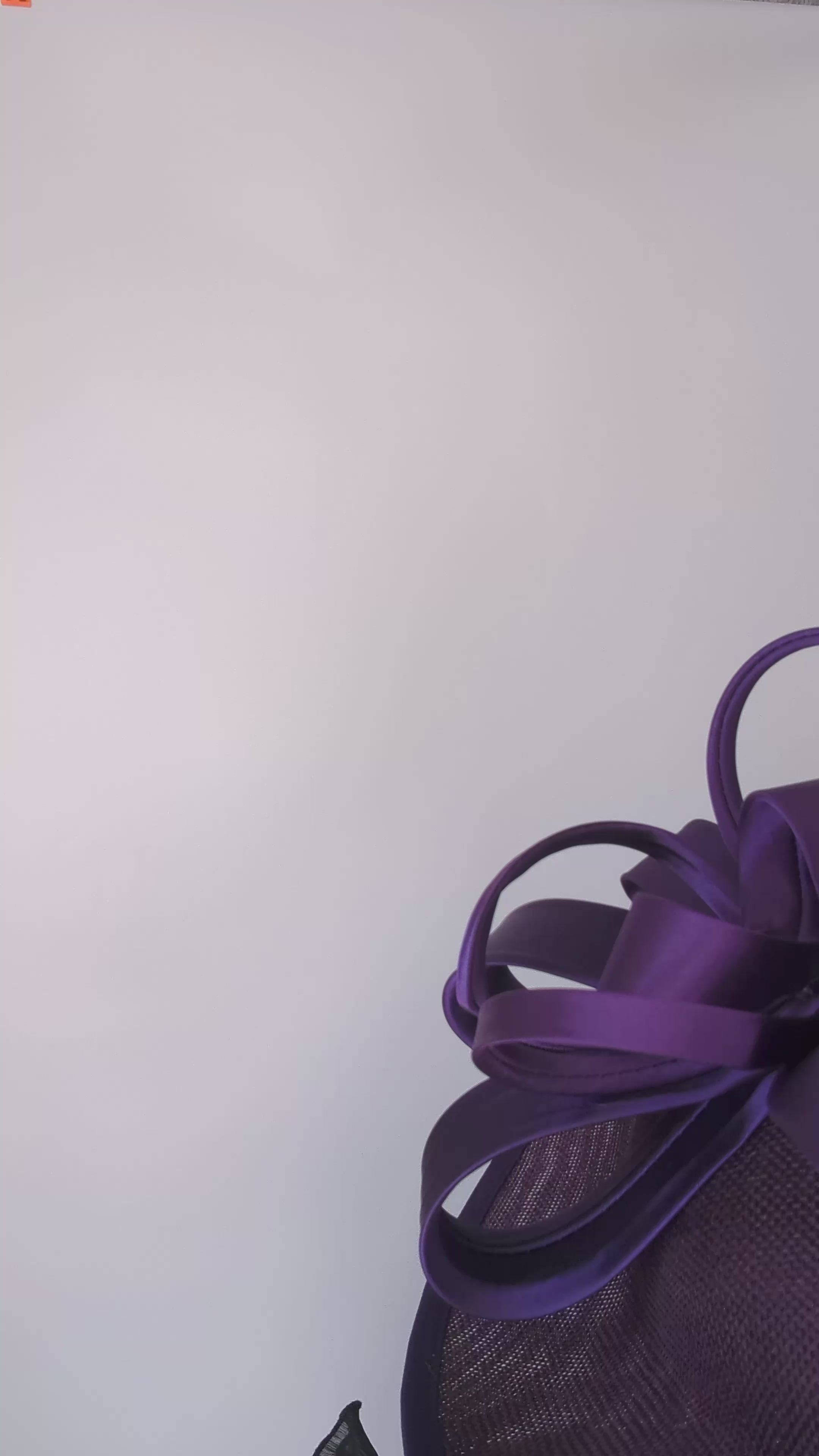 Dark aubergine purple feather large saucer disc fascinator hat Dark aubergine purple feather large saucer disc fascinator hat