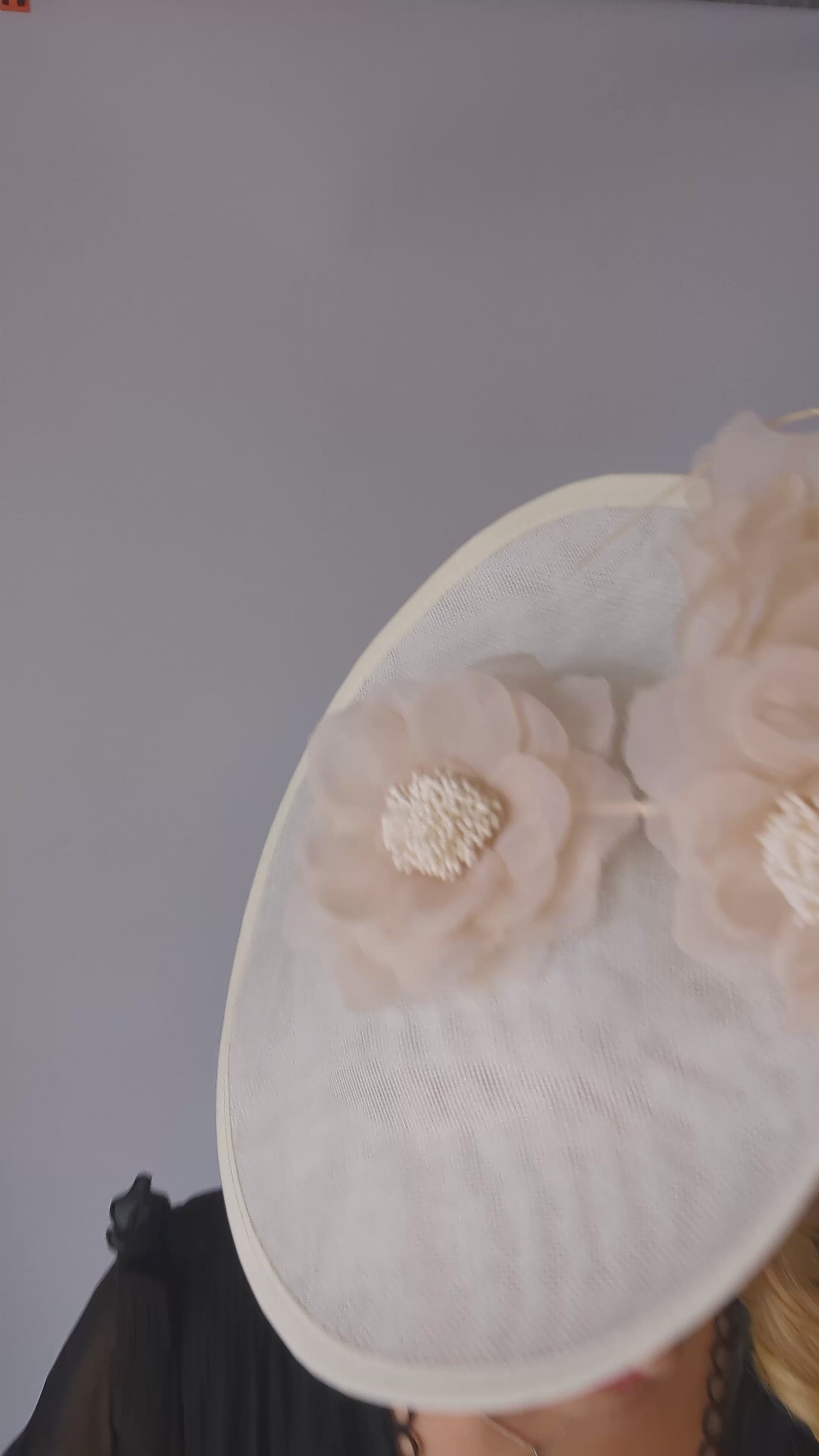 Cream large flower saucer disc fascinator hat Cream large flower saucer disc fascinator hat