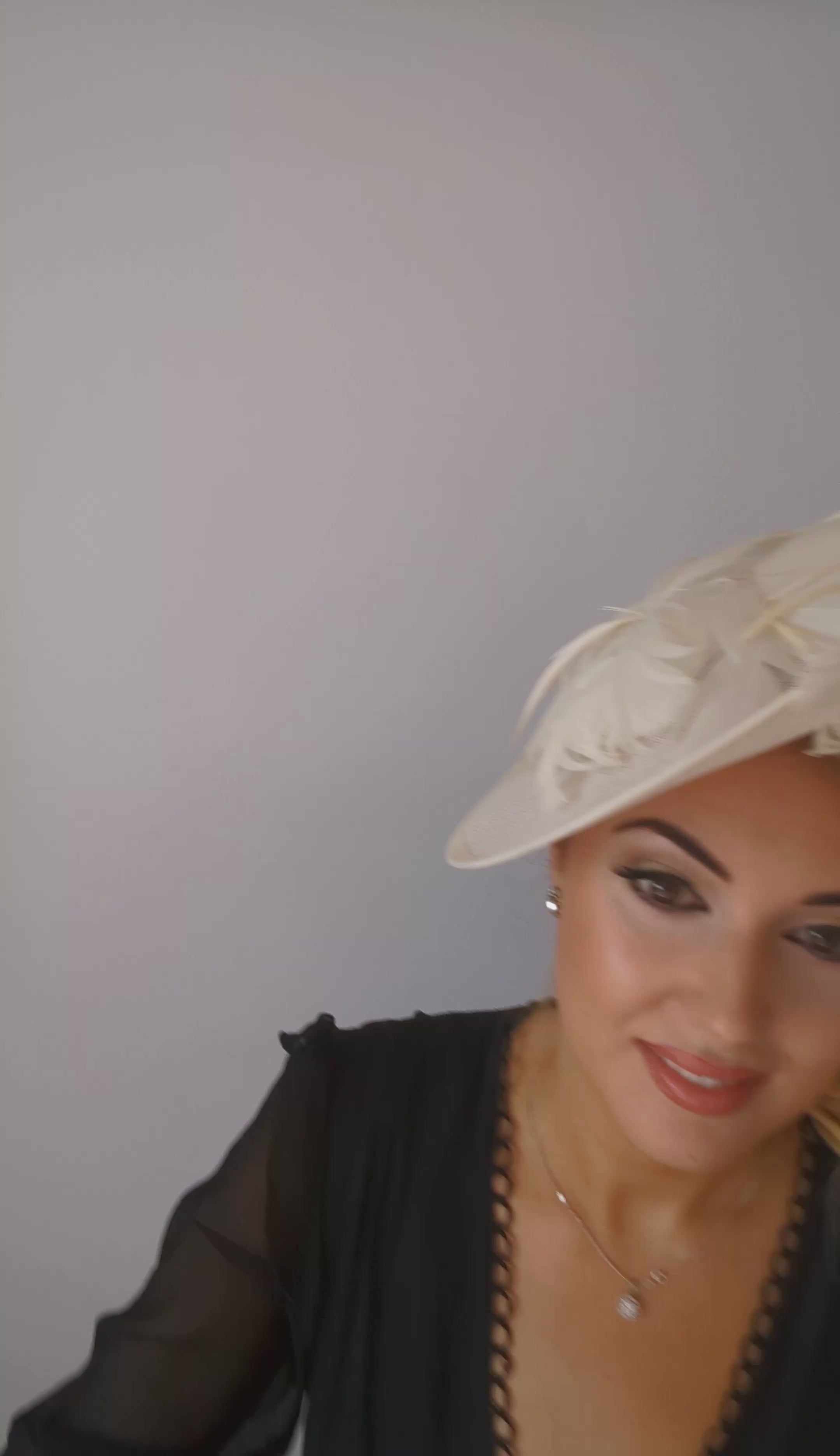 Cream feather large saucer disc fascinator hat Cream feather large saucer disc fascinator hat