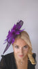 Dark aubergine cadbury purple feather large teardrop fascinator hat