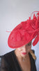 Red feather large saucer disc fascinator hat Red feather large saucer disc fascinator hat