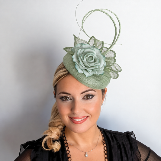 Sage Green Flower Fascinator Hat
