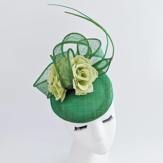 Shamrock green flower fascinator hat - House of Hats