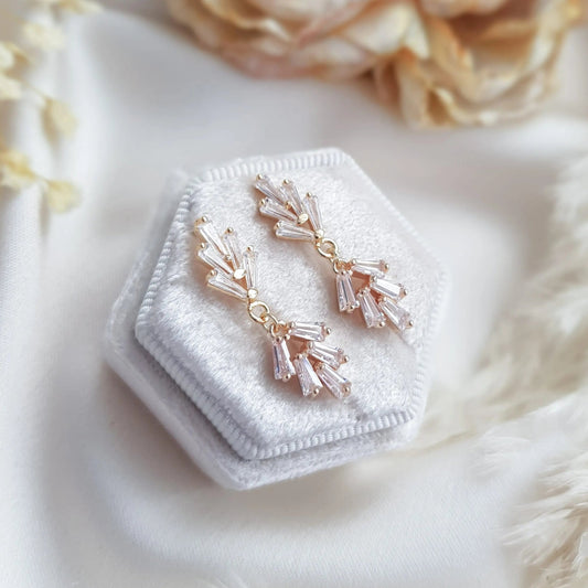 Art Deco Earrings, Bridal Earrings, Crystal Earrings, Gold Earrings, Wedding Earrings, Bridesmaid Gift, Crystal Earrings, Bridal Jewelry - House of Hats