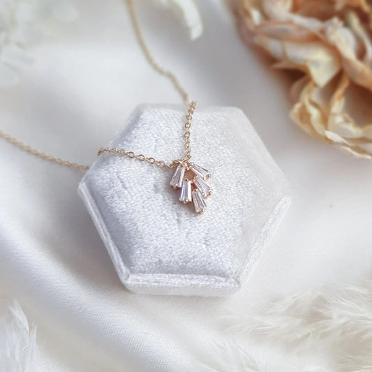 Bridal Necklace, Art Deco Necklace, Crystal Necklace, Gold Necklace, Wedding Necklace, Bridesmaid Gift, Bridal Jewelry, Dainty Necklace - House of Hats