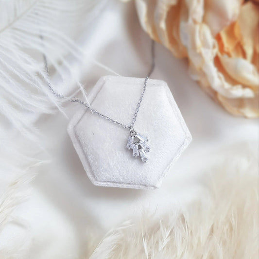 Bridal Necklace, Art Deco Necklace, Crystal Necklace, Silver Necklace, Wedding Necklace, Bridesmaid Gift, Bridal Jewellery, Dainty Necklace - House of Hats