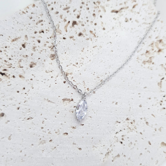Bridal Necklace, Vintage Style Necklace, Crystal Necklace, Silver Minimalist Necklace, Wedding Necklace, Bridesmaid Gift, Bridal Jewellery - House of Hats