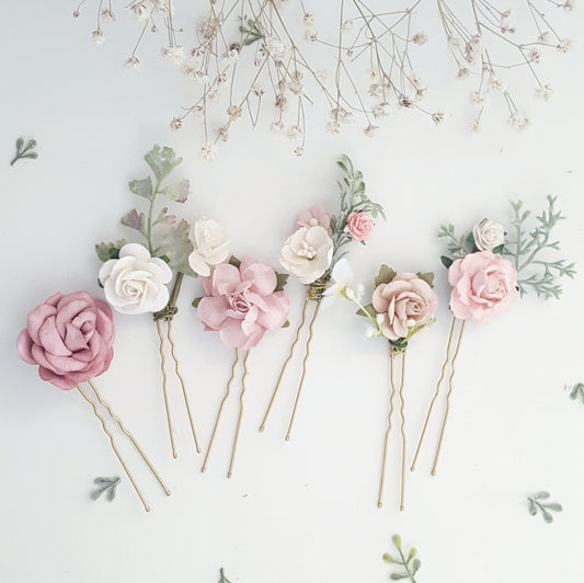 Wedding Hair Accessories, Flower Hair Pins, Bridal Hair Comb, Blush Pink Hair Piece, Bridesmaid Floral Hair Clip