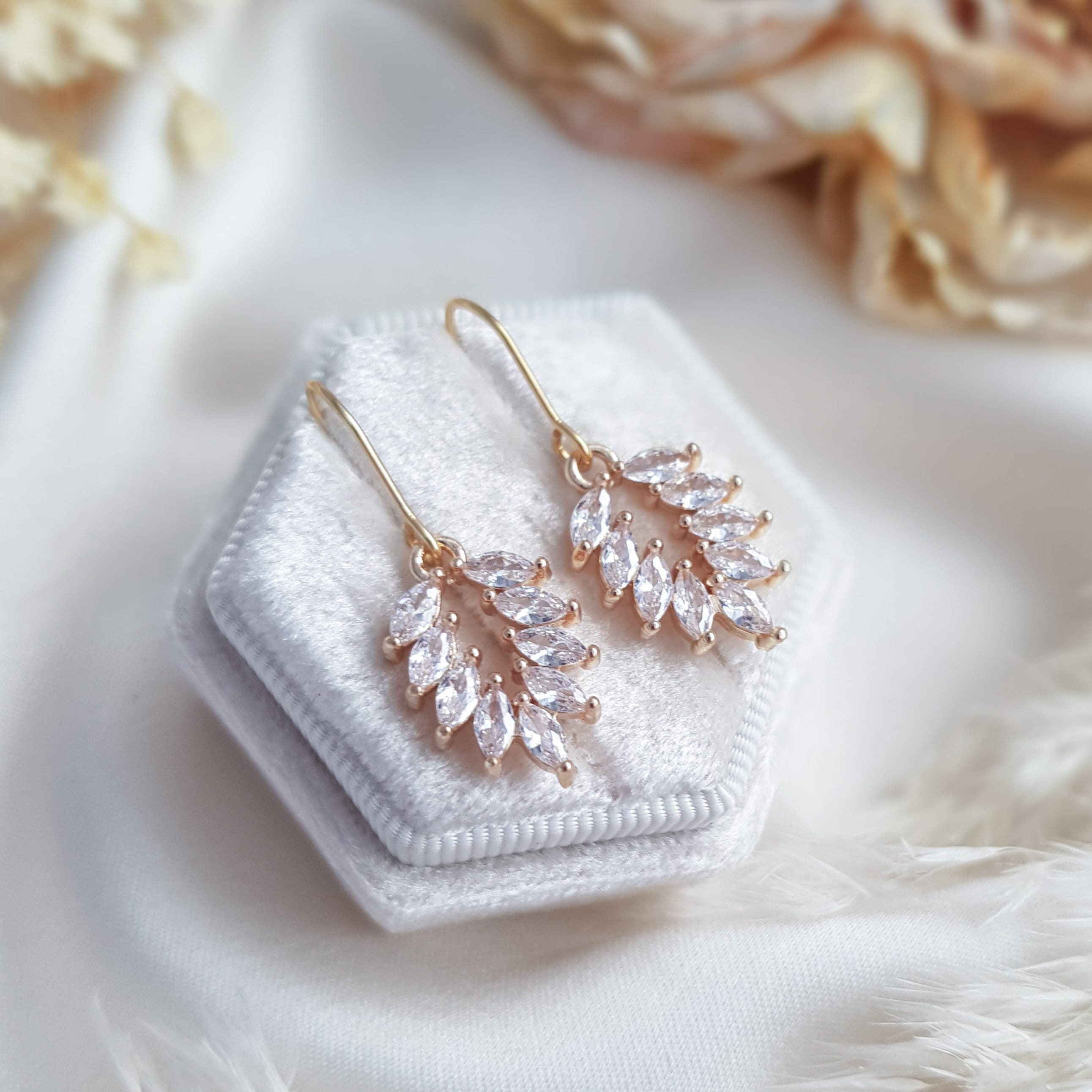 Boho Gold crystal bridal earrings, Wedding earrings for brides, Dainty gold earrings, Zirconia crystal wedding jewellery, Drop earrings Boho Gold crystal bridal earrings, Wedding earrings for brides, Dainty gold earrings, Zirconia crystal wedding jewellery, Drop earrings