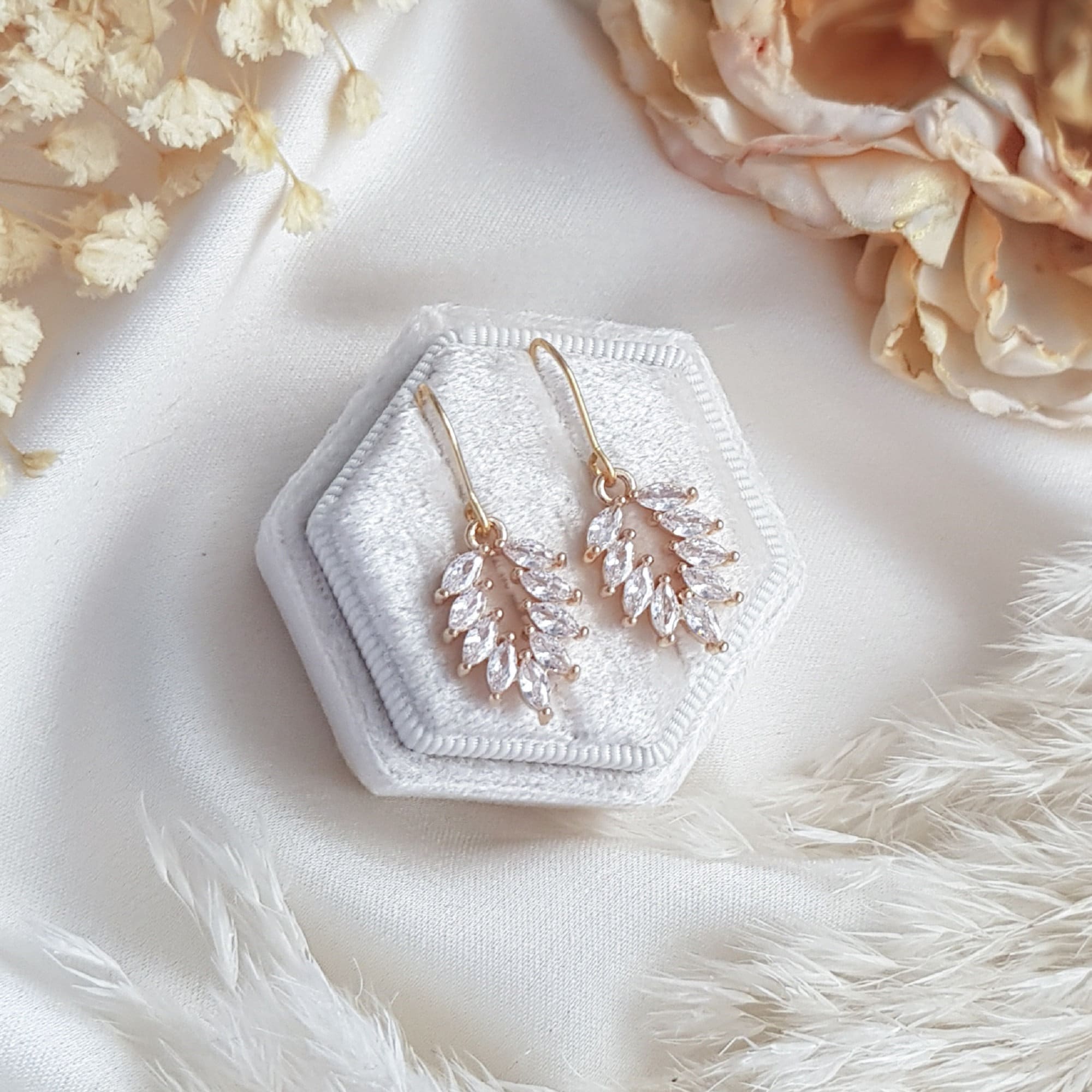 Boho Gold crystal bridal earrings, Wedding earrings for brides, Dainty gold earrings, Zirconia crystal wedding jewellery, Drop earrings Boho Gold crystal bridal earrings, Wedding earrings for brides, Dainty gold earrings, Zirconia crystal wedding jewellery, Drop earrings