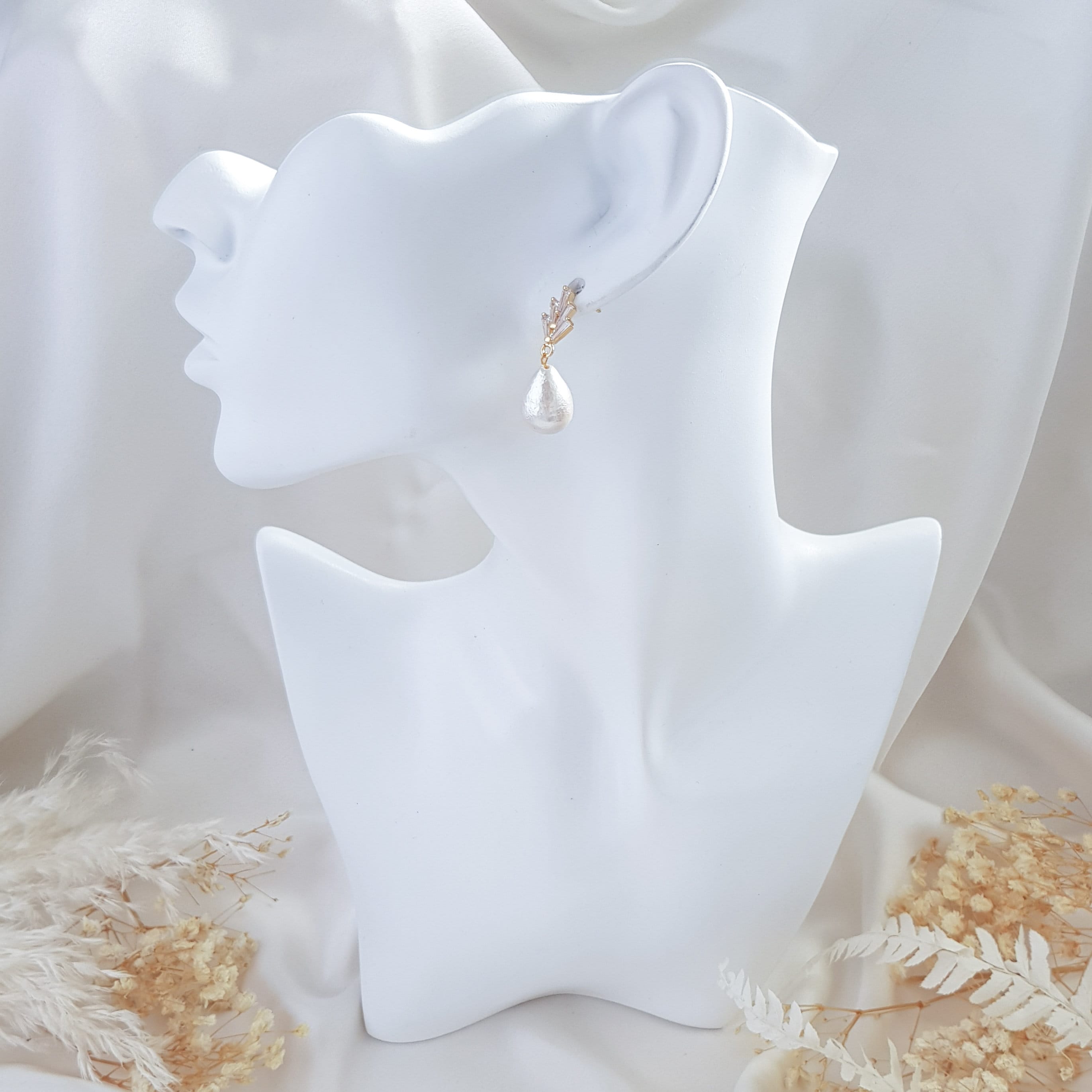 Pearl Earrings, Vintage Style Earrings, Gold Cotton Pearl Earrings, Wedding Drop Earrings, Bridesmaid Gift Pearl Earrings, Vintage Style Earrings, Gold Cotton Pearl Earrings, Wedding Drop Earrings, Bridesmaid Gift