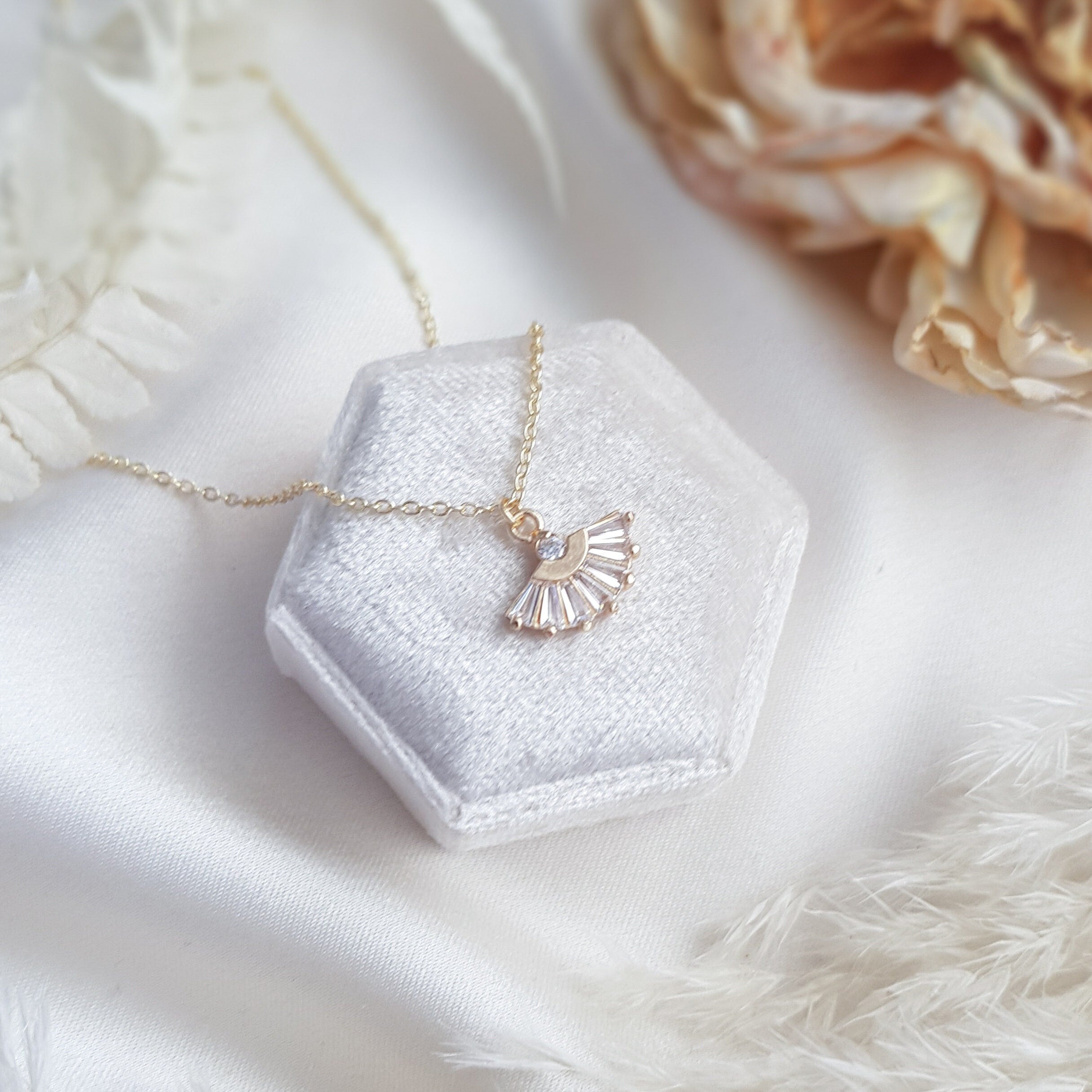Bridal Necklace, Art Deco Necklace, Crystal Necklace, Gold Fan Necklace, Wedding Necklace, Bridesmaid Gift, Bridal Jewelry Bridal Necklace, Art Deco Necklace, Crystal Necklace, Gold Fan Necklace, Wedding Necklace, Bridesmaid Gift, Bridal Jewelry