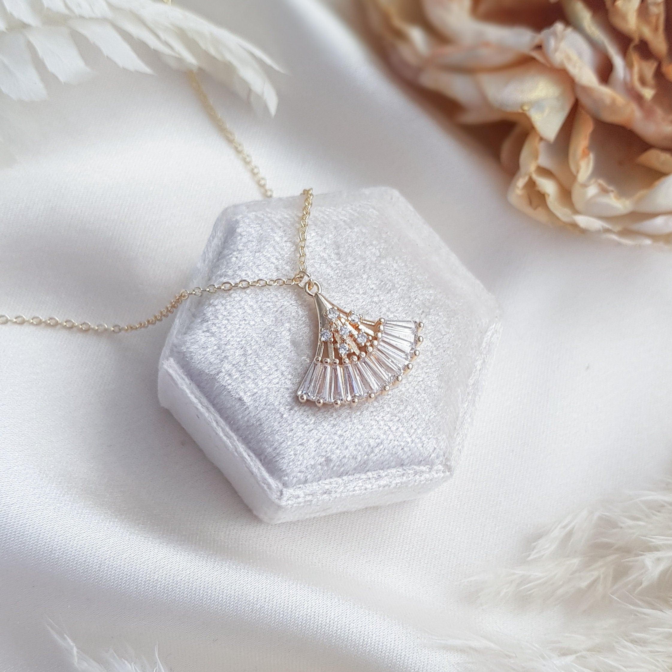Bridal Necklace, Art Deco Necklace, Crystal Necklace, Gold Fan Necklace, Wedding Necklace, Bridesmaid Gift, Bridal Jewelry Bridal Necklace, Art Deco Necklace, Crystal Necklace, Gold Fan Necklace, Wedding Necklace, Bridesmaid Gift, Bridal Jewelry