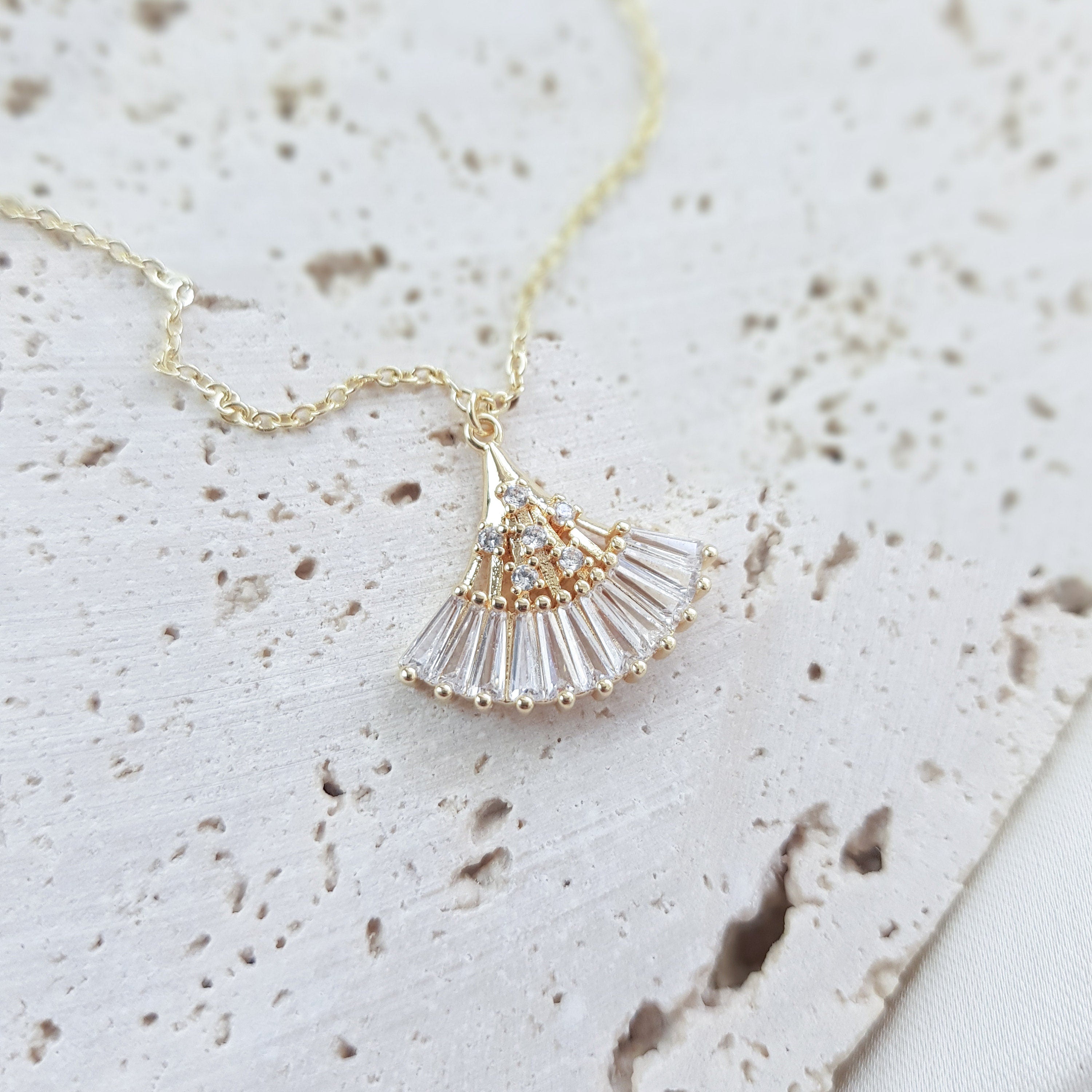 Bridal Necklace, Art Deco Necklace, Crystal Necklace, Gold Fan Necklace, Wedding Necklace, Bridesmaid Gift, Bridal Jewelry Bridal Necklace, Art Deco Necklace, Crystal Necklace, Gold Fan Necklace, Wedding Necklace, Bridesmaid Gift, Bridal Jewelry