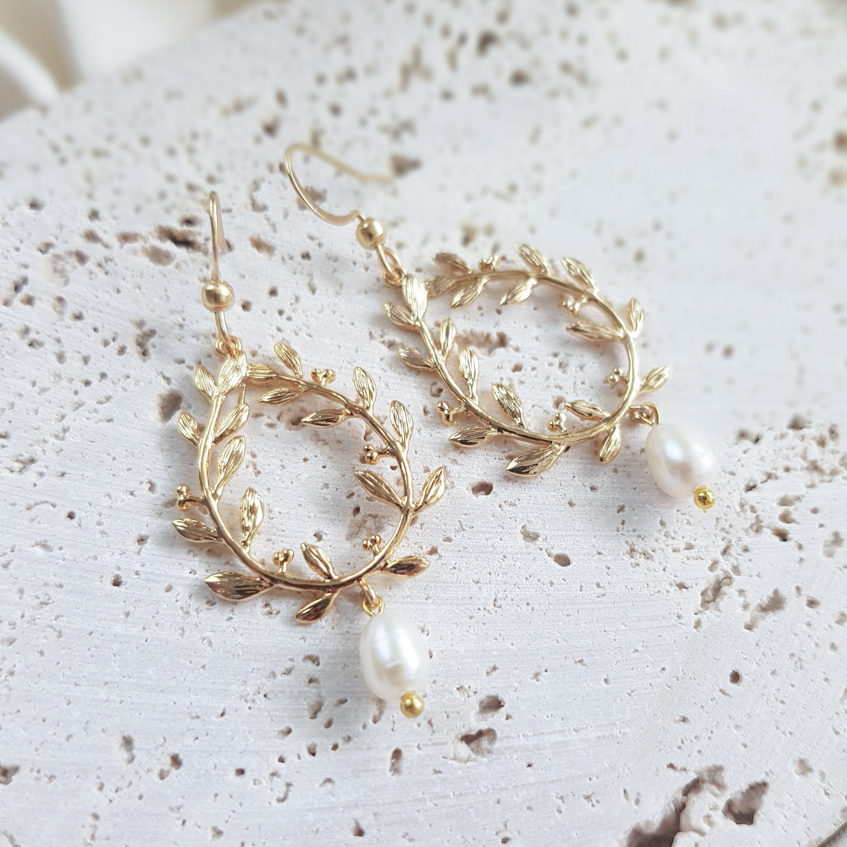 Gold pearl boho bridal earrings, Wedding earrings for brides, Statement wedding earrings, Freshwater pearl wedding jewellery, Drop earrings Gold pearl boho bridal earrings, Wedding earrings for brides, Statement wedding earrings, Freshwater pearl wedding jewellery, Drop earrings