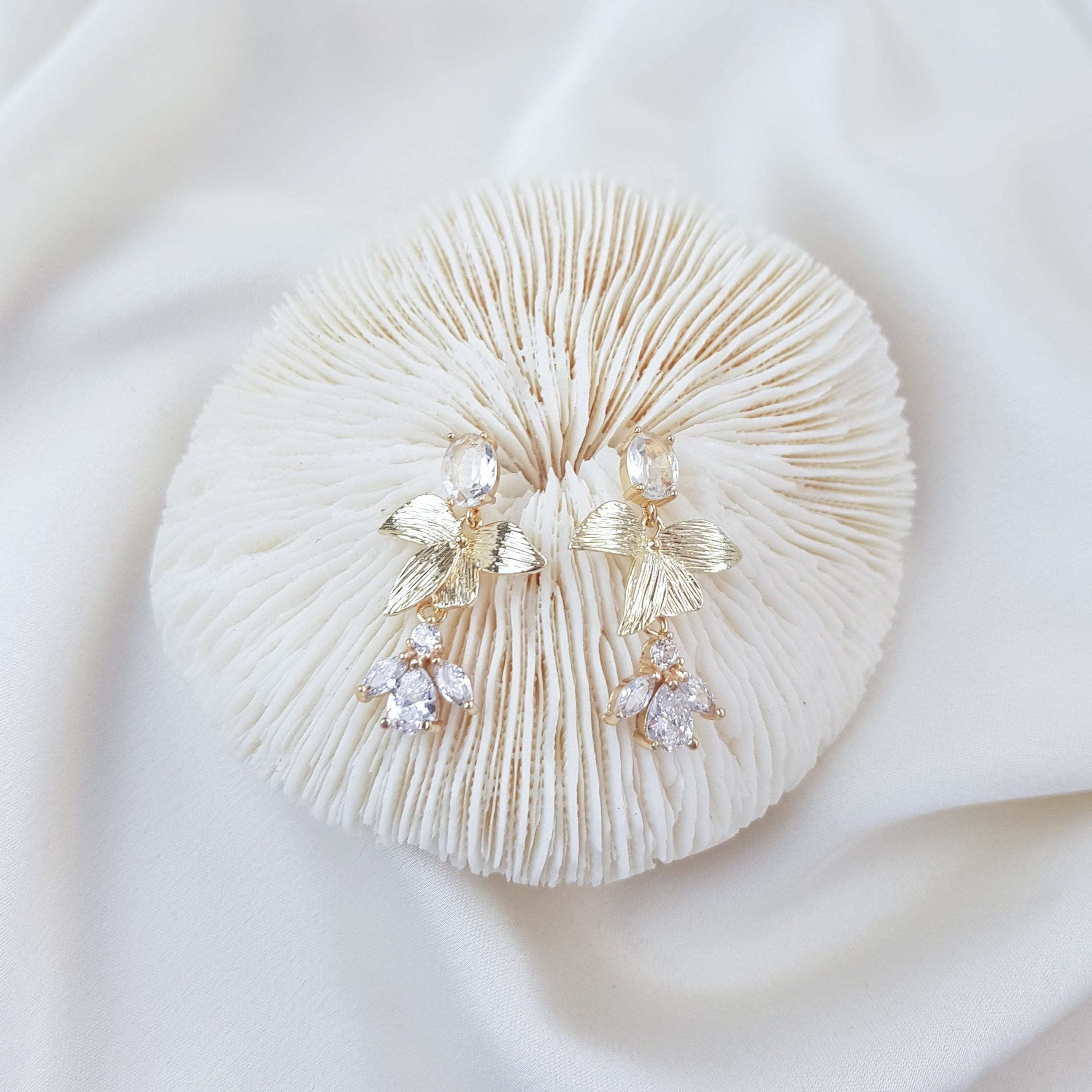 Gold zirconia crystal bridal earrings, Wedding earrings for brides, Statement wedding earrings, Crystal wedding jewellery, Drop earrings Gold zirconia crystal bridal earrings, Wedding earrings for brides, Statement wedding earrings, Crystal wedding jewellery, Drop earrings