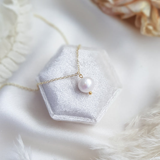 Baroque pearl bridal necklace, Dainty wedding necklace, Gold minimalist elegant necklace, Freshwater pearl wedding jewellery