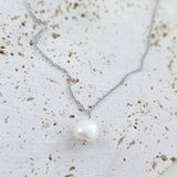 Baroque pearl bridal necklace, Dainty wedding necklace, Silver minimalist elegant necklace, Freshwater pearl wedding jewellery Baroque pearl bridal necklace, Dainty wedding necklace, Silver minimalist elegant necklace, Freshwater pearl wedding jewellery