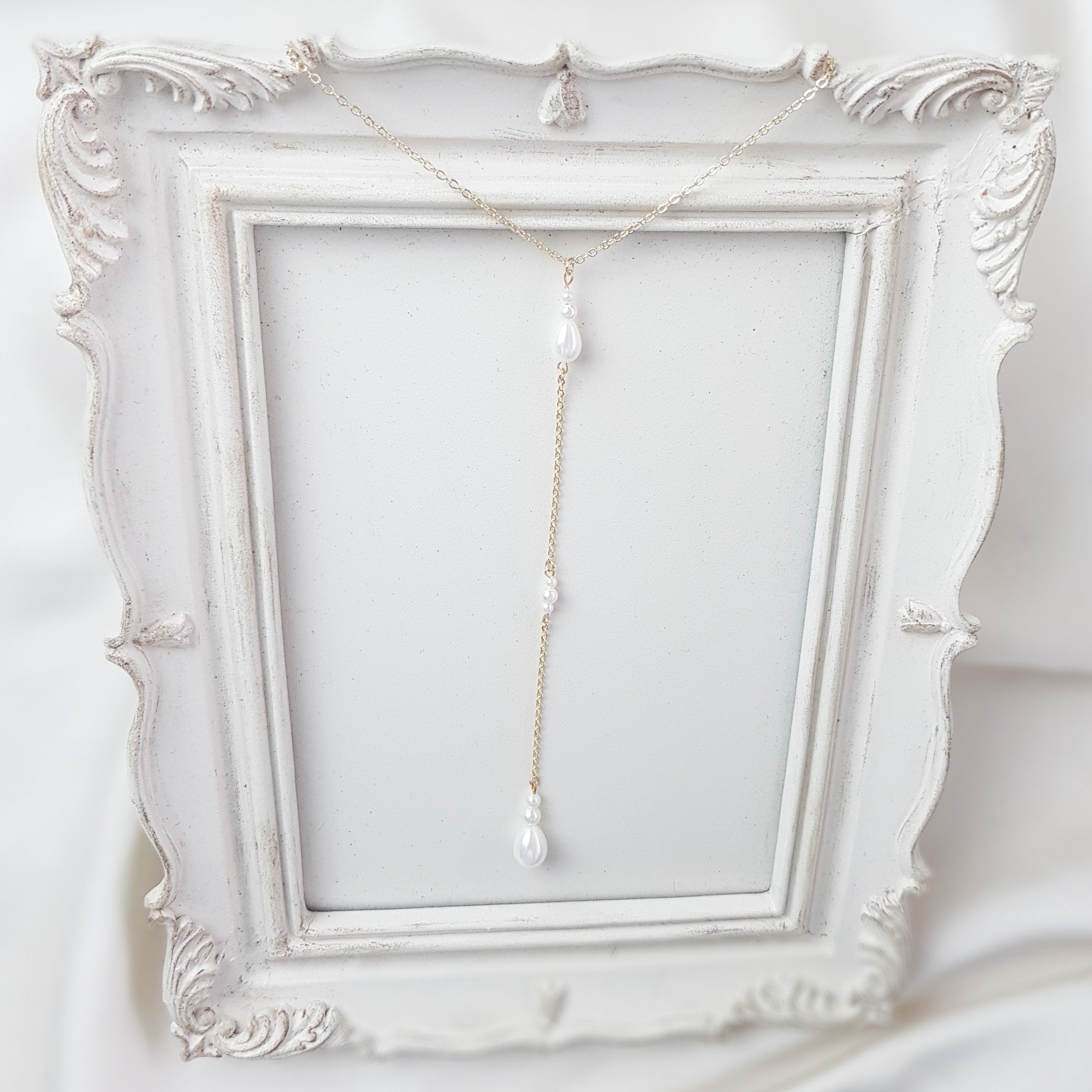Vintage style pearl drop necklace, Gold pearl Elegant wedding necklace, Dainty lariat bridal necklace, Y necklace, Jewellery for brides Vintage style pearl drop necklace, Gold pearl Elegant wedding necklace, Dainty lariat bridal necklace, Y necklace, Jewellery for brides