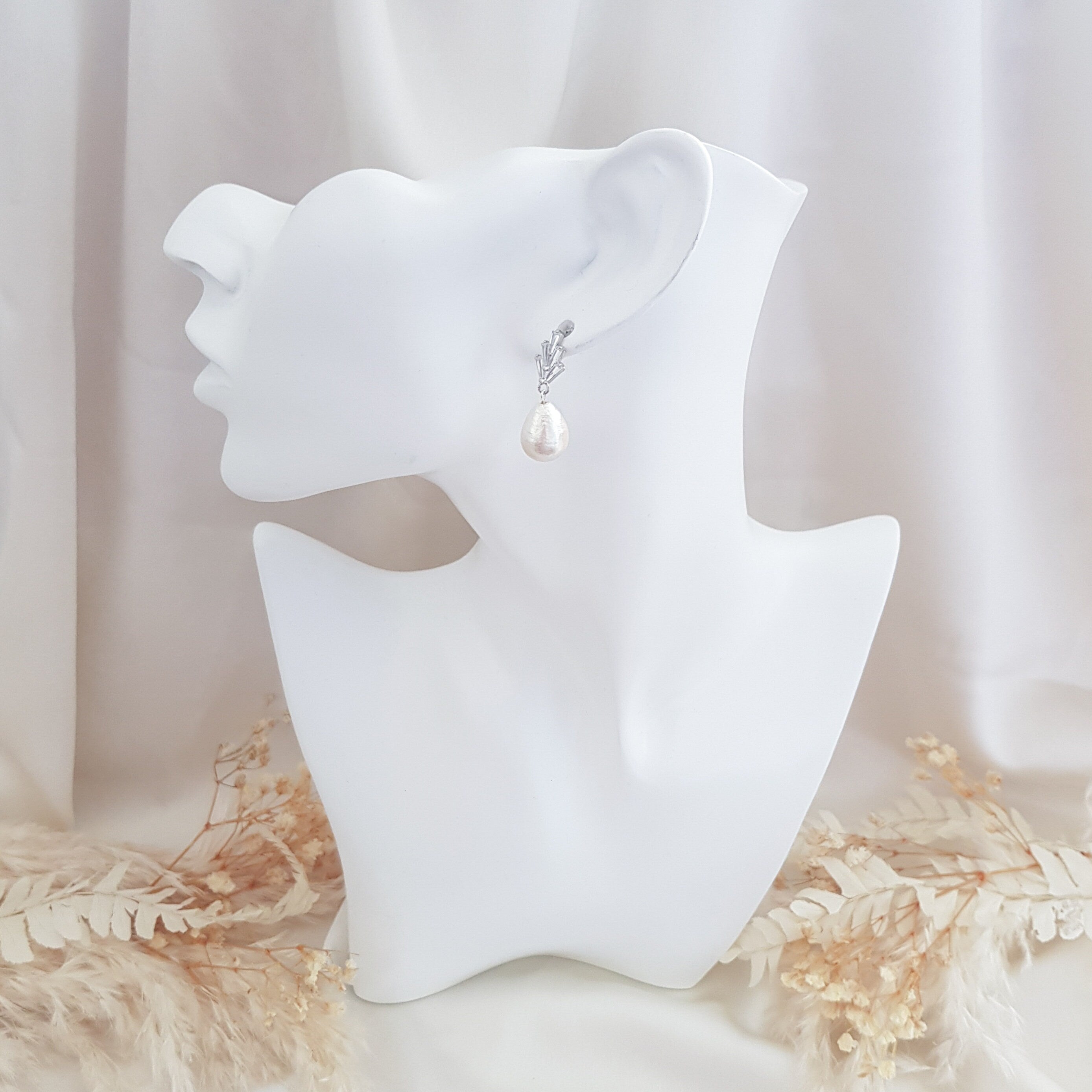 Pearl Earrings, Vintage Style Earrings, Silver Cotton Pearl Earrings, Wedding Drop Earrings, Bridesmaid Gift Pearl Earrings, Vintage Style Earrings, Silver Cotton Pearl Earrings, Wedding Drop Earrings, Bridesmaid Gift