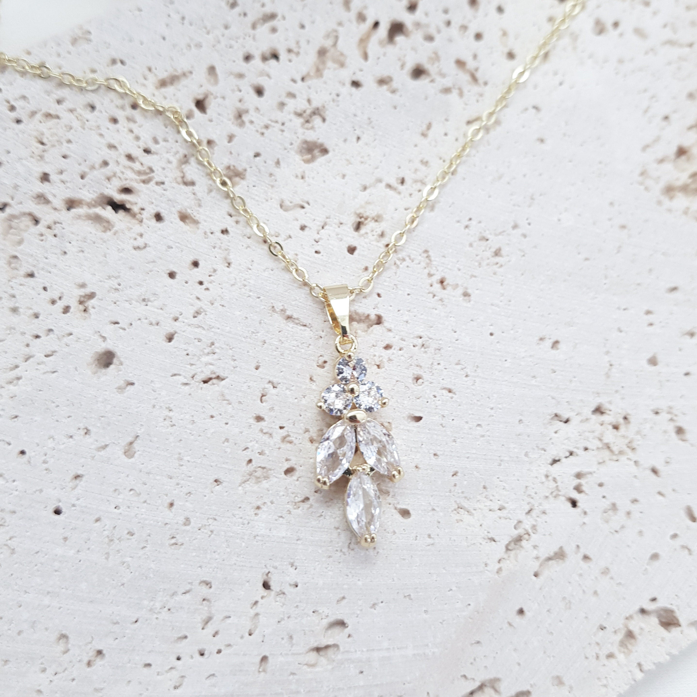 Bridal Necklace, Vintage Style Necklace, Crystal Bridal Necklace, Gold Necklace, Wedding Necklace, Bridesmaid Gift, Bridal Jewellery