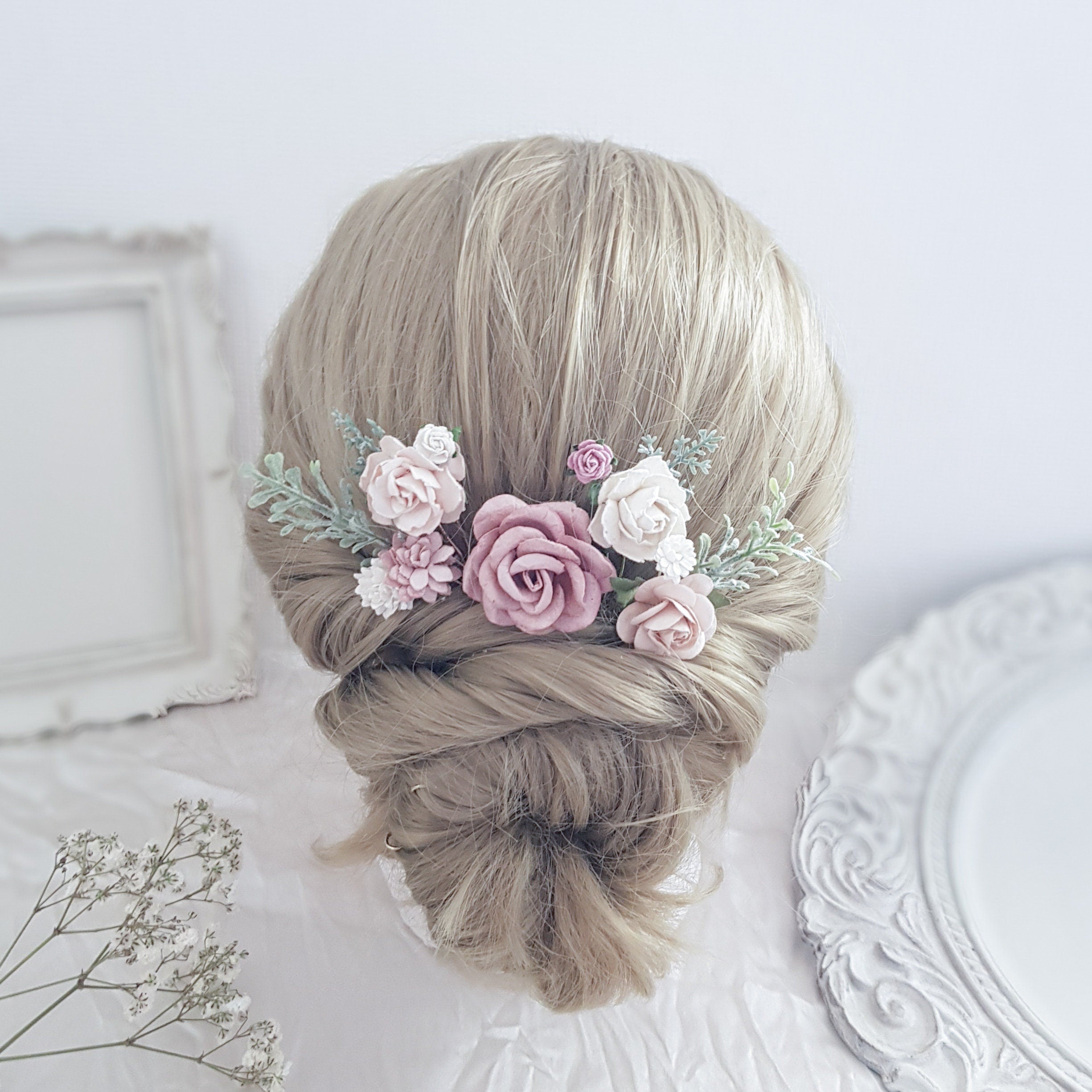 Wedding Hair Accessories, Flower Hair Comb, Bridal Hair Pins, Blush Pink Hair Piece, Bridesmaid Hair Clip, Floral Boutonniere Wedding Hair Accessories, Flower Hair Comb, Bridal Hair Pins, Blush Pink Hair Piece, Bridesmaid Hair Clip, Floral Boutonniere