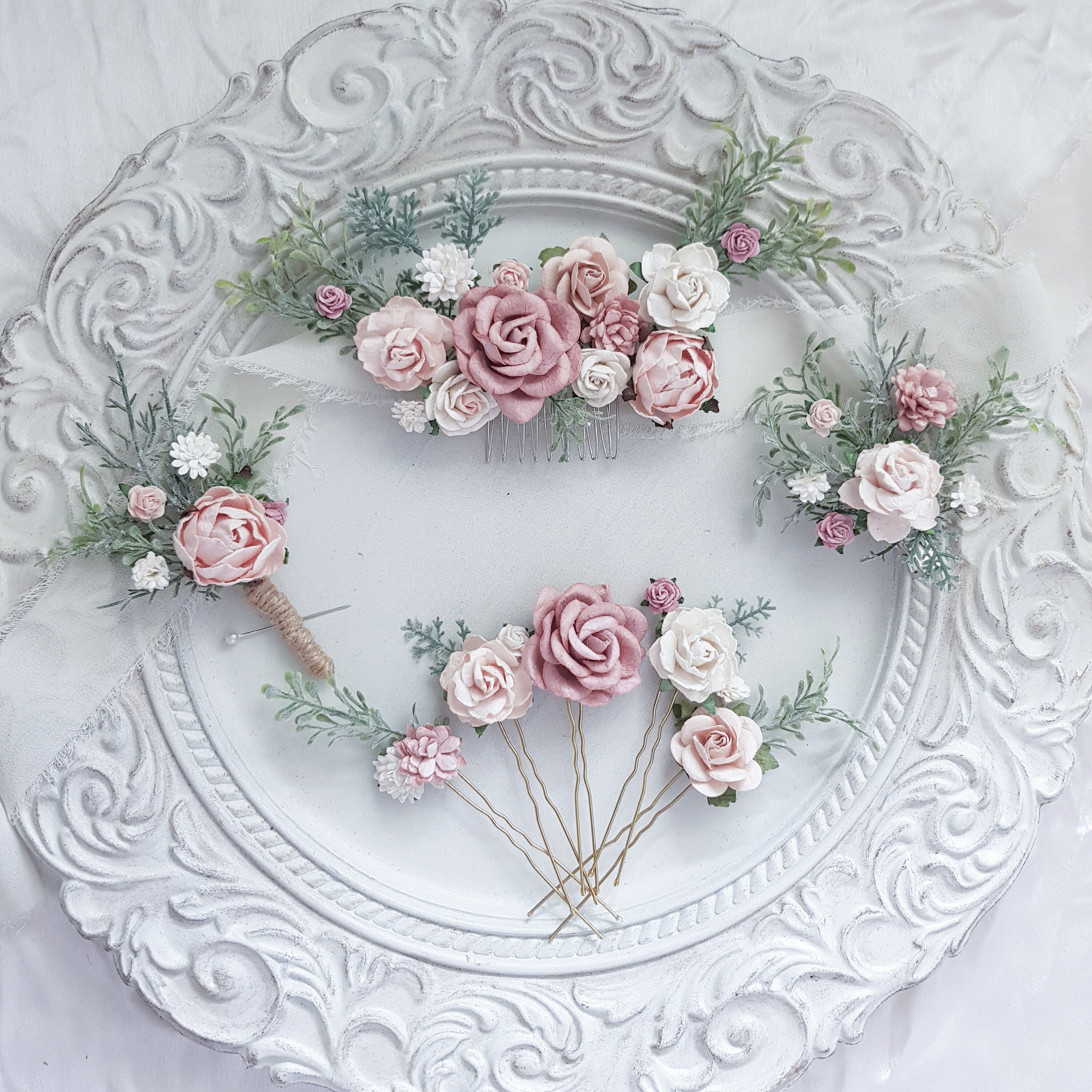 Wedding Hair Accessories, Flower Hair Comb, Bridal Hair Pins, Blush Pink Hair Piece, Bridesmaid Hair Clip, Floral Boutonniere Wedding Hair Accessories, Flower Hair Comb, Bridal Hair Pins, Blush Pink Hair Piece, Bridesmaid Hair Clip, Floral Boutonniere