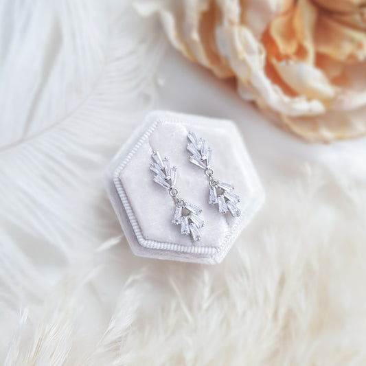 Art Deco Earrings, Bridal Earrings, Crystal Earrings, Silver Earrings, Wedding Earrings, Bridesmaid Gift, Crystal Earrings, Bridal Jewellery