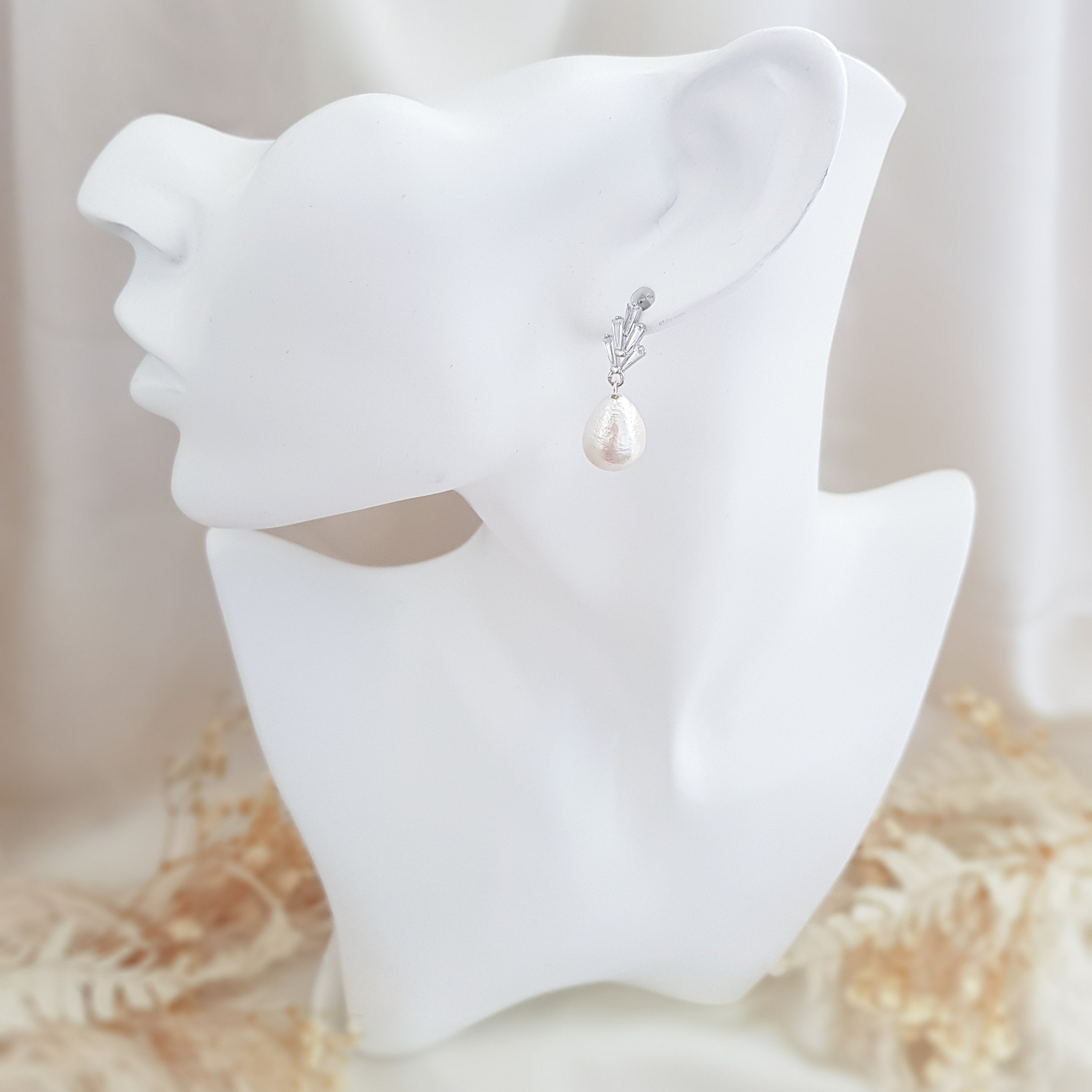 Pearl Earrings, Vintage Style Earrings, Silver Cotton Pearl Earrings, Wedding Drop Earrings, Bridesmaid Gift Pearl Earrings, Vintage Style Earrings, Silver Cotton Pearl Earrings, Wedding Drop Earrings, Bridesmaid Gift