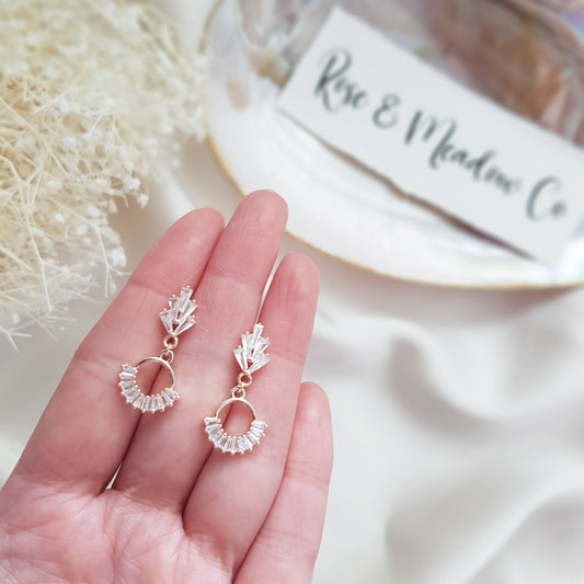 Art Deco Earrings, Bridal Earrings, Crystal Earrings, Gold Earrings, Wedding Earrings, Bridesmaid Gift, Crystal Earrings, Bridal Jewelry