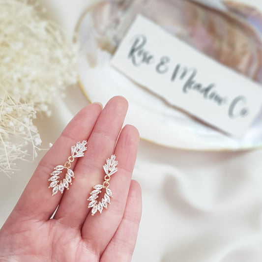 Boho Earrings, Bridal Earrings, Crystal Earrings, Gold Earrings, Wedding Earrings, Bridesmaid Gift, Crystal Earrings, Bridal Jewellery